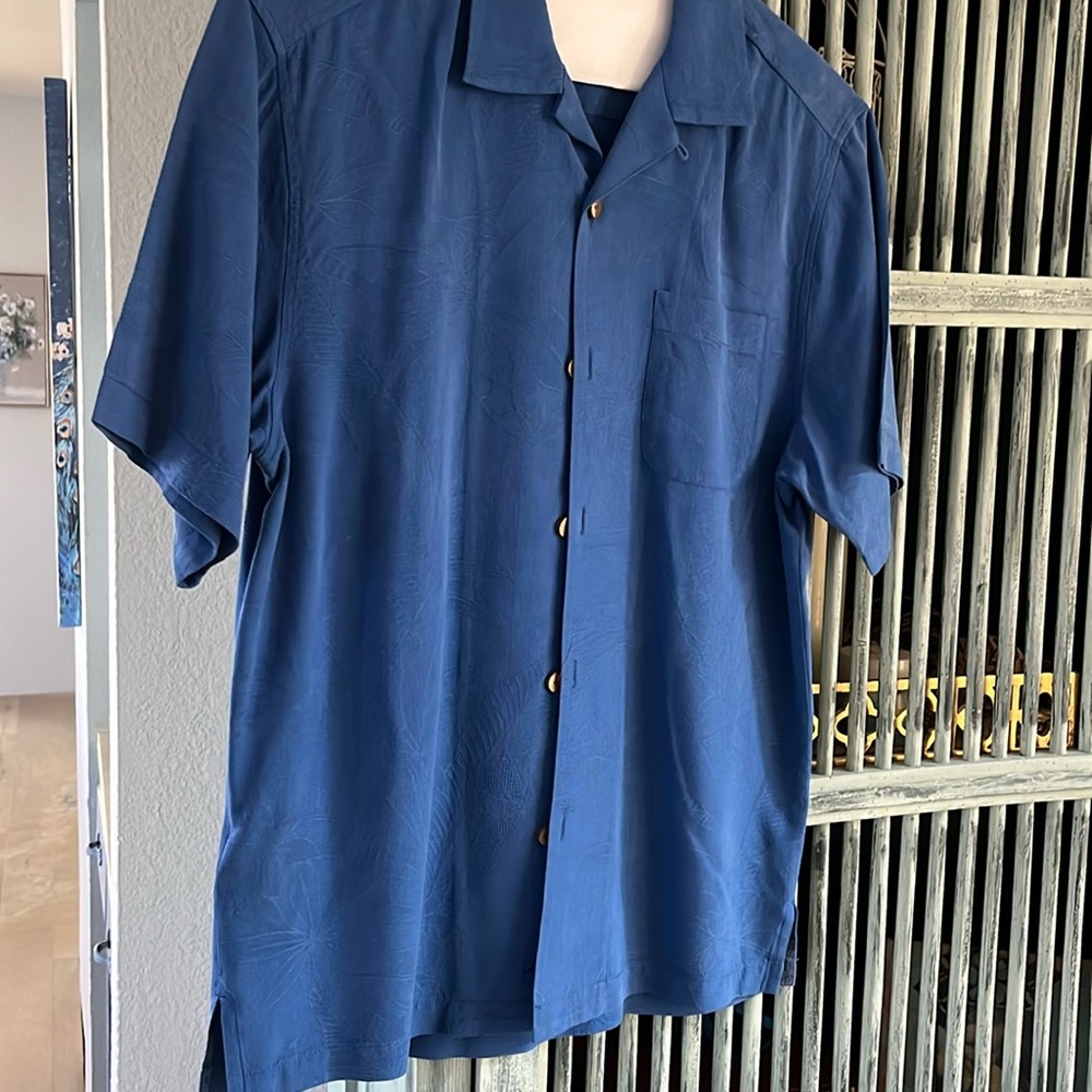 Tommy Bahama Blue Short-Sleeve Camp Shirt